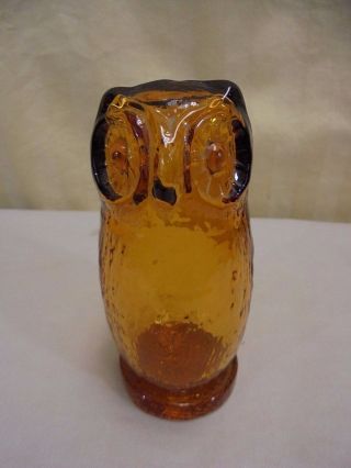 Vintage Amber Owl Pilgrim Hand Blown Art Glass Owl Paperweight Or Figurine