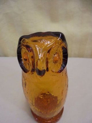 Vintage Amber Owl Pilgrim Hand Blown Art Glass Owl Paperweight or Figurine 2