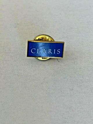 Old Stock Vintage Apple Computer Claris Software Blue Square Lapel Pin