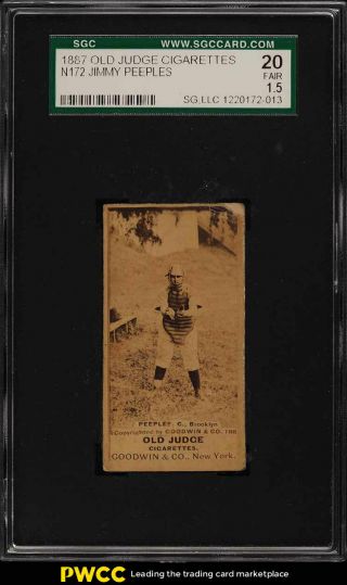 1887 N172 Old Judge Jimmy Peeples Catching,  Hands At Chest Sgc 1.  5 Fr (pwcc)