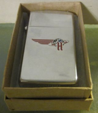 Vintage 1985 Rare Halliburton Slim Zippo Lighter Old Flying " H " Logo
