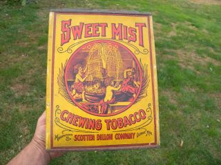 Antique Tobacco Tin Paper Box Sweet Mist Case Advertising Display Sign Detroit
