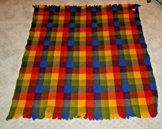 Vintage Faribo Plaid Wool Blanket Throw Faribault 48x52