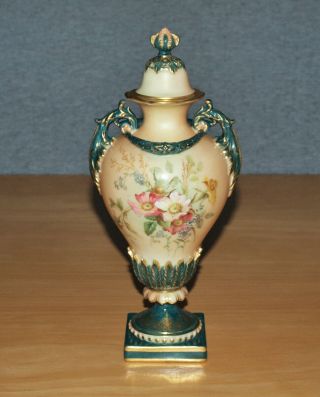 Antique 1899 Royal Worcester Porcelain Swagged Hand Painted Floral Urn No.  1937