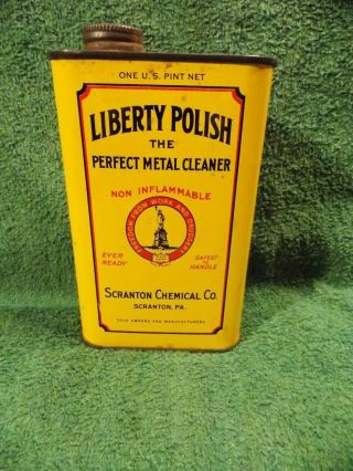 Vintage Collectible Adv.  Tin Liberty Polish Picture Tin Scranton Chemical Co.  Pa