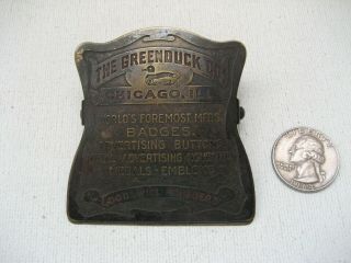 Vintage Brass Advertising Paper Bill Clip The Greenduck Co.  Chicago Ilinois Il