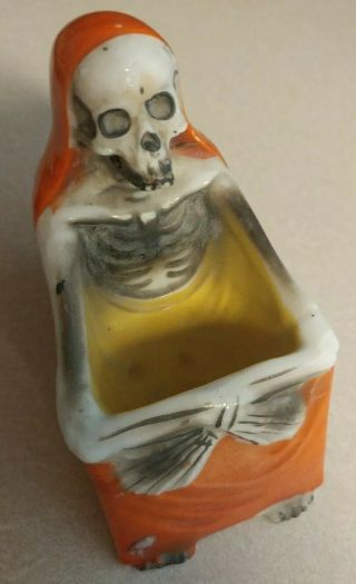 Vintage Skeleton Ashtray Made In Japan Halloween Creepy Antique Skull