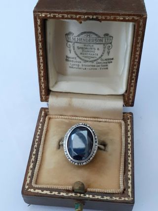 A Vintage Sterling Silver & Hermatite 1920s Art Deco Ring Size K / L