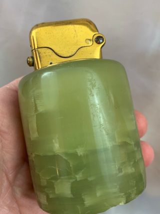 Vintage Thorens Single Claw Semi Automatic Table Lighter - Green Marble Base