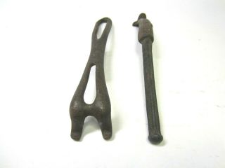 Two (2) Vintage Cast Iron Wood Stove Plate Lid Lifter Handle 2