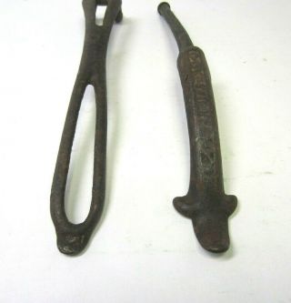 Two (2) Vintage Cast Iron Wood Stove Plate Lid Lifter Handle 3