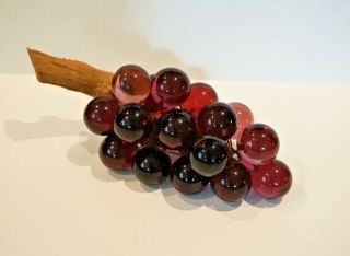 Vintage Mid Century Modern Lucite Grapes Red Purple Driftwood 1960 