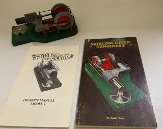 Vintage Stirling Cycle Solar Engines Hot Air Toy Model Steam Engine With Book