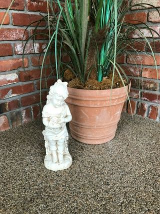 Vintage Concrete Little Girl W/ Bird Yard Garden Patio Statue