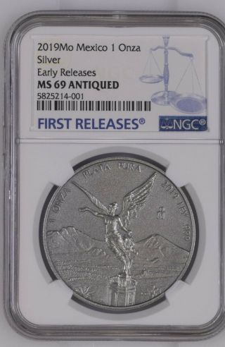 Antique Libertad - Mexico - 2019 1 Oz Silver Coin Ngc Ms 69 First Releases Fr