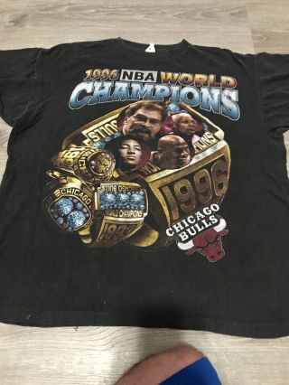 Chicago Bulls Vintage Vtg Tshirt 1996 Michael Jordan Scottie Pippen Championship