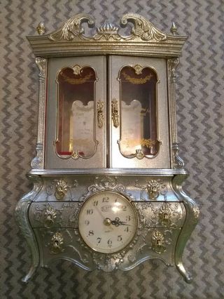 Vintage Plastic Rotating & Dancing Ballerina Music Jewelry Box With Quartz Clock