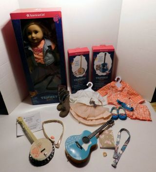 American Girl Doll Ag Tenney 18” Box Outfits Guitar Banjo