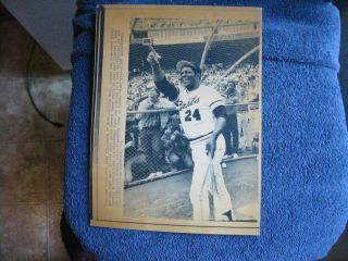 1982 Willie Mays San Francisco Giants Old - Timers Day Game Ap Wire Laser Photo