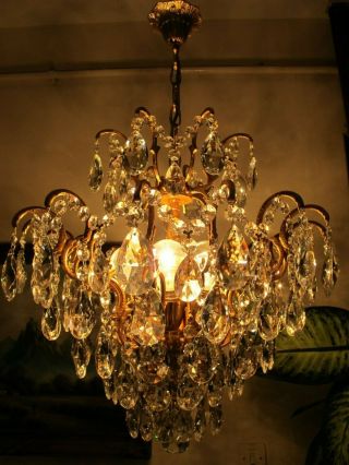 Antique Vintage French Spider Swarovski Crystal Chandelier Lamp 1940 