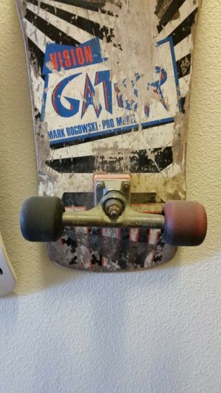 Vintage 1986 Vision Gator Skateboard Deck With Truck And Wheels
