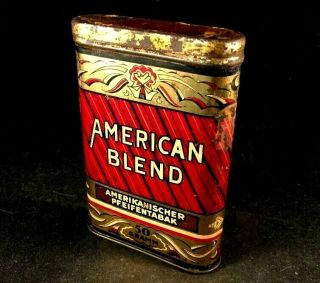 Vintage AMERICAN BLEND TOBACCO TIN Rare Old Advertising Can 2
