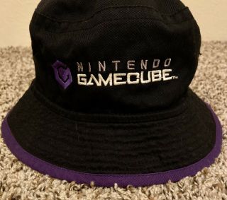 VTG Nintendo Gamecube Bucket Hat Cap Purple Black Promo Spell Out Logo 2