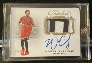 2018 - 19 Panini Flawless Horizontal Rookie Patch Auto Wendell Carter Jr.  07/25