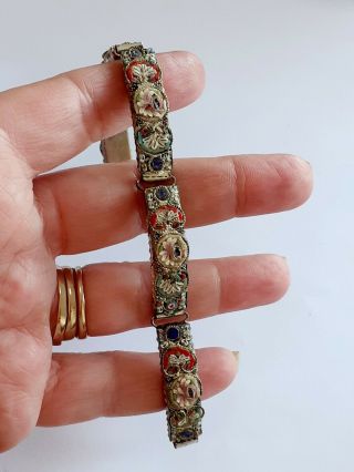 (q) Antique / Vintage Micro Mosaic Bracelet 8 Inches Long
