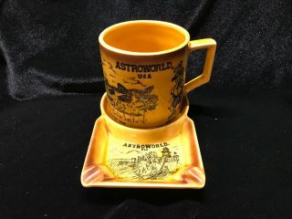 Vintage Houston,  Texas Astroworld,  U.  S.  A.  Souvenir Ceramic Cup And Ashtray