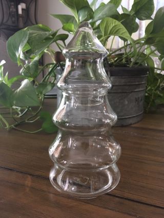 Vintage Clear Glass 8 " Christmas Tree Apothecary Candy Jar