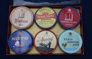 Vintage Dunhill 6 Tobacco Tins In Presentation Box