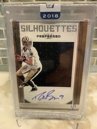 2018 Drew Brees Panini Honors 2016 Preferred Auto Game Patch 1/1 Saints