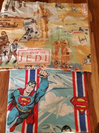 Vintage Superman Star Wars Twin Flat Sheet 1979 Dc Comics Lucasfilm