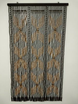 Vintage Wooden Hippie Bead Hanging Curtain Door Circa 1970