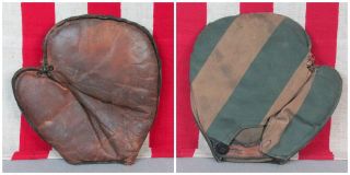 Vintage Antique Baseball Glove Leather/canvas Mitt Youth Sz Turn Of The Century