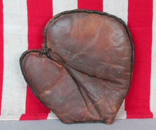 Vintage Antique Baseball Glove Leather/Canvas Mitt Youth Sz Turn of the Century 2