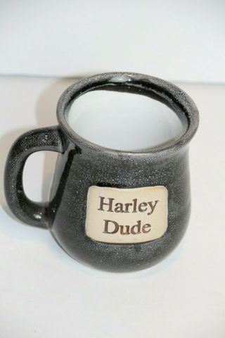 Harley Dude Stoneware Pottery Tea Coffee Mug Gray Euc