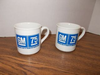 2 General Motors Coffee Mugs Gm 75 Years Of Excellence Shape