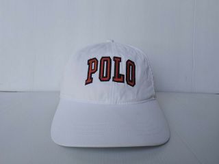 Vintage Polo Sport By Ralph Lauren White Cap Hat Big Red - Black Logo
