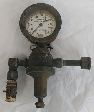 Vintage / Antique American Soda Fountain Co.  Pressure Regulator U.  S.  Gauge Mass