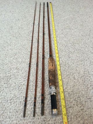 Nice/early “stream Liner” H.  I.  Split Bamboo 8 1/2’ 3 - 2pc.  Fly Rod Nr