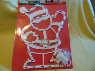 Vintage Lighted Santa Window Decor Christmas Indoor Hang Holiday Party