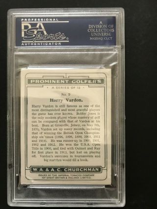 1931 Churchman Prominent Golfers - LARGE: Harry Vardon 9 PSA Grade 7 2