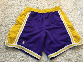 Vintage 90s Nike Team Sport Lakers Basketball Shorts,  Size 36 Purple 8 " Inseam