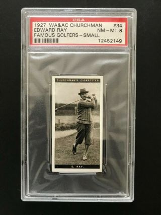 1927 Churchman Famous Golfers - Small: Edward Ray 34 Psa Grade 8