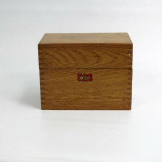 Vintage Weis Dovetail Oak Wood Recipe Box File Box W/ Dividers Metal Hinges
