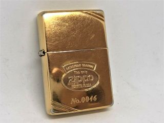 Rare Zippo 1989 Limited Edition K18 Front Plate Gold - Plated Lighter No.  0046