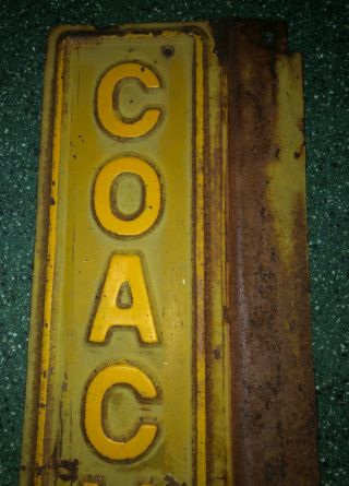Vintage Coach Stop Embossed Painted Steel Metal Sign 20 