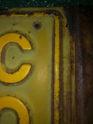 Vintage Coach Stop Embossed Painted Steel Metal Sign 20 